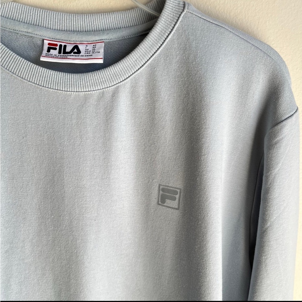 Fila Sweatshirt Silver Blue with Pockets XL